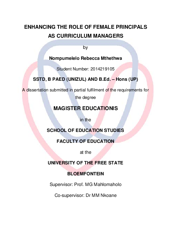 (PDF) Enhancing the role of female principals as curriculum managers
