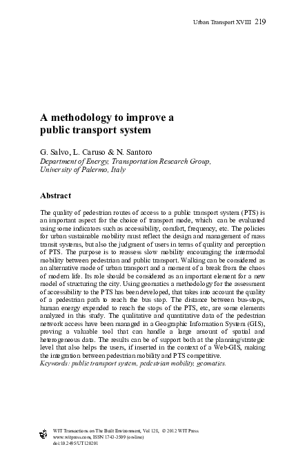 (PDF) A methodology to improve a public transport system