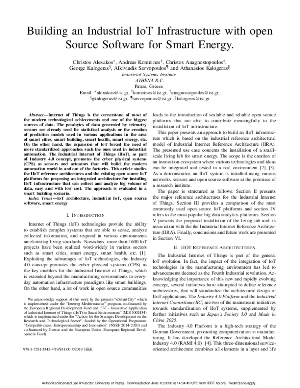 (PDF) Building an Industrial IoT Infrastructure with open Source ...