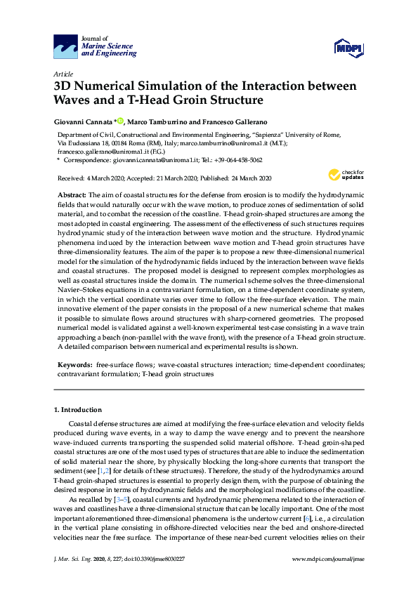 (PDF) 3D Numerical Simulation of the Interaction between Waves and a T ...