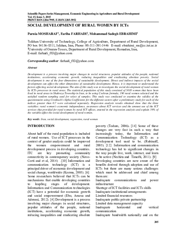 (PDF) SOCIAL DEVELOPMENT OF RURAL WOMEN BY ICTs