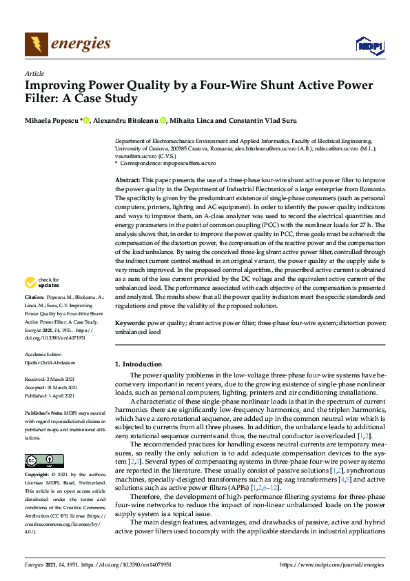 (PDF) Improving Power Quality by a Four-Wire Shunt Active Power Filter ...