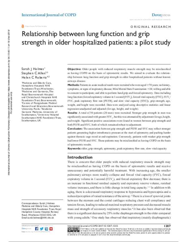 (PDF) Relationship between lung function and grip strength in older ...