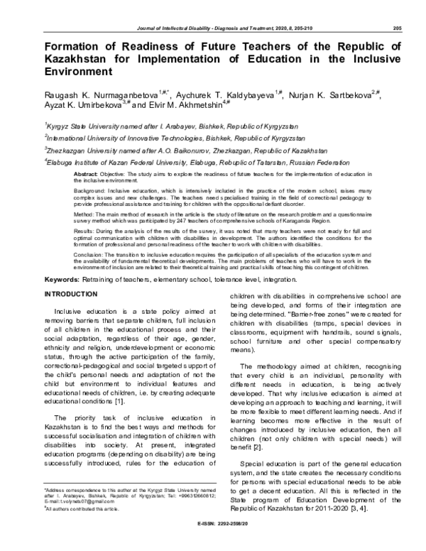(PDF) Formation of Readiness of Future Teachers of the Republic of ...
