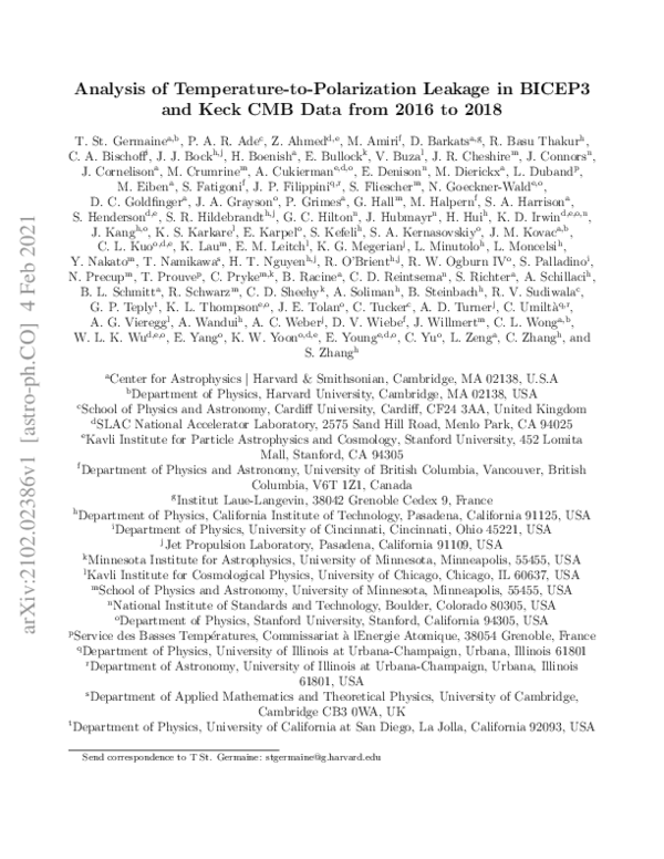 (PDF) Analysis of Temperature-to-Polarization Leakage in BICEP3 and ...