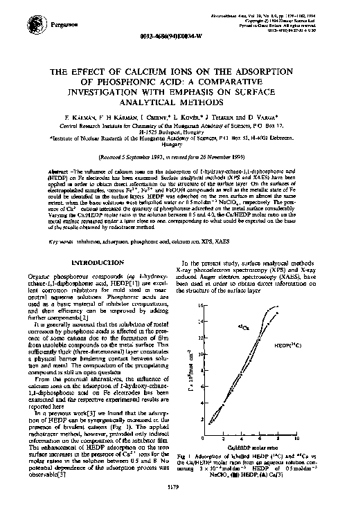 (PDF) The effect of calcium ions on the adsorption of phosphonic acid ...
