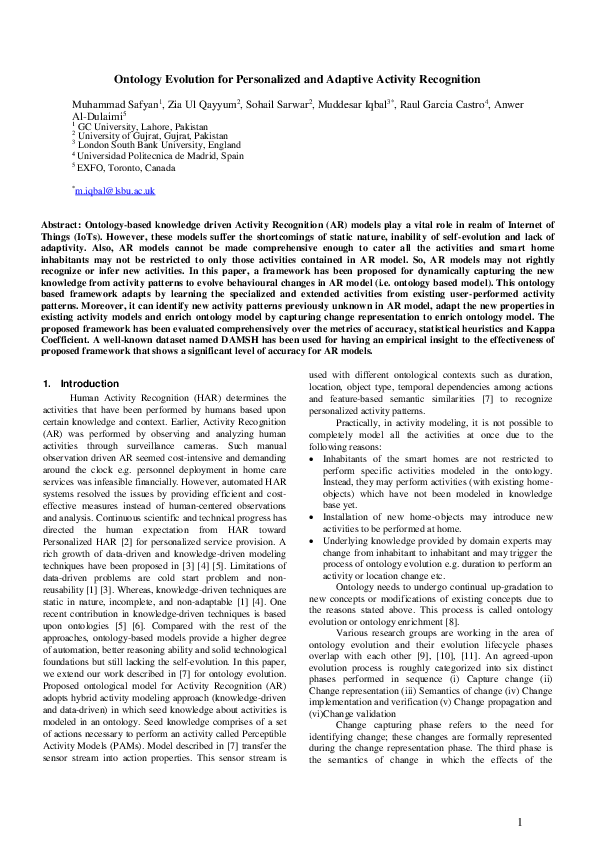 (PDF) Ontology Evolution for Personalized and Adaptive Activity Recognition