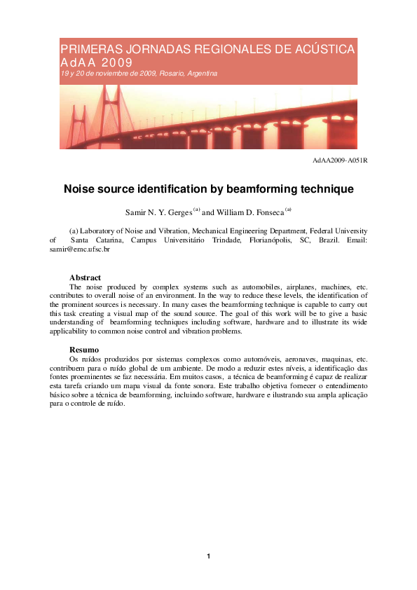 (PDF) Noise source identification by beamforming technique