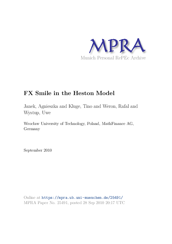 (PDF) FX Smile in the Heston Model 1