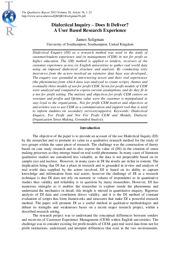 (PDF) Dialectical Inquiry - Does It Deliver? A User Based Research ...