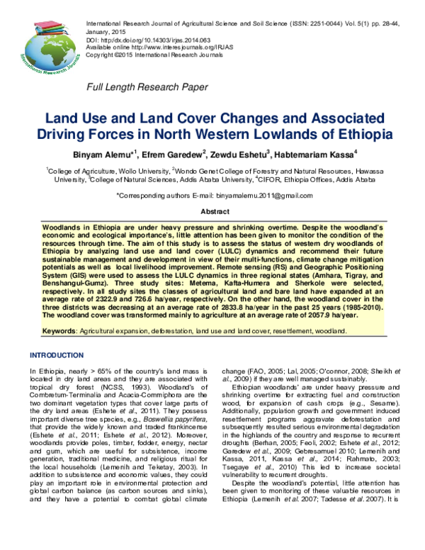 (PDF) Land Use and Land Cover Changes and Associated Driving Forces in ...