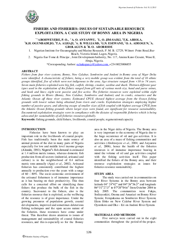 (PDF) Fishers and Fisheries: issues of Sustainable Resource ...