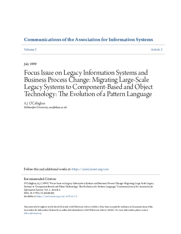(PDF) Focus issue on legacy information systems and business process ...