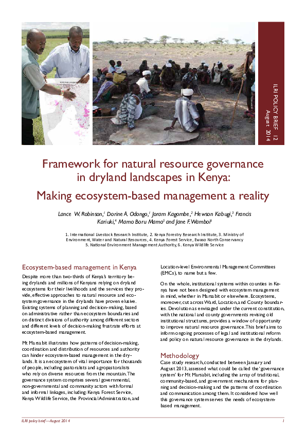 (PDF) Framework for natural resource governance in dryland landscapes