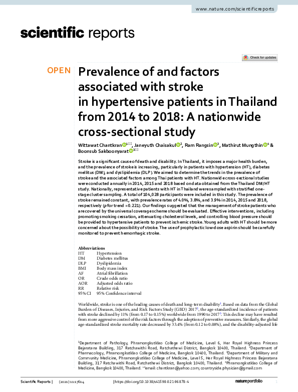 (PDF) Prevalence of and factors associated with stroke in hypertensive ...