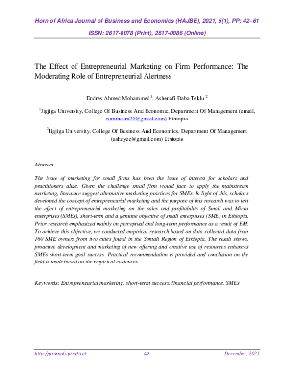 (PDF) The Effect of Entrepreneurial Marketing on Firm Performance: The ...