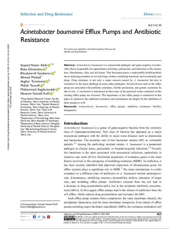 (PDF) Acinetobacter baumannii Efflux Pumps and Antibiotic Resistance