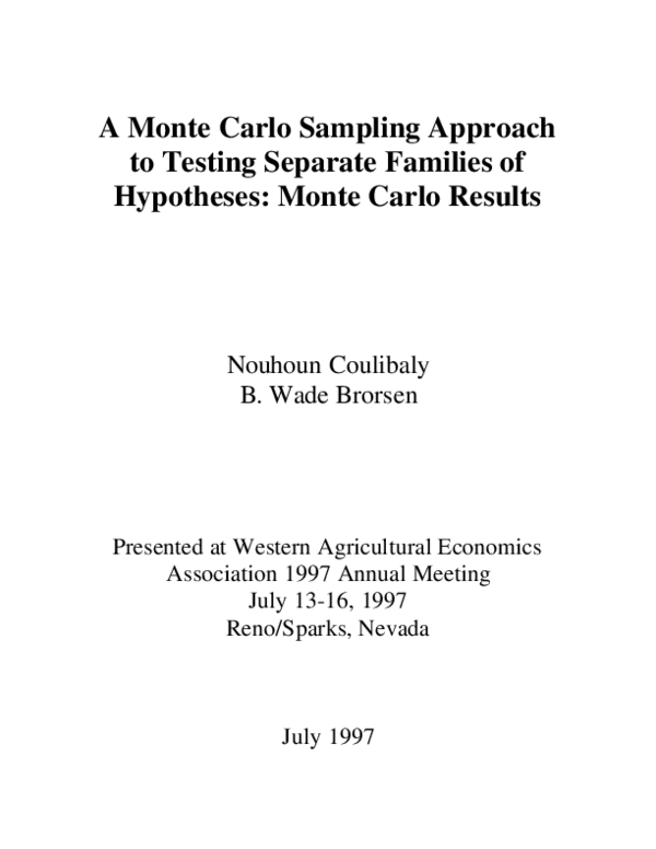 (PDF) A Monte Carlo Sampling Approach to Testing Separate Families of ...