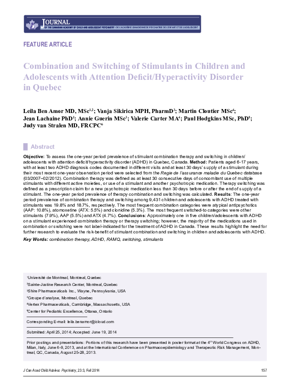 (PDF) Combination and switching of stimulants in children and ...