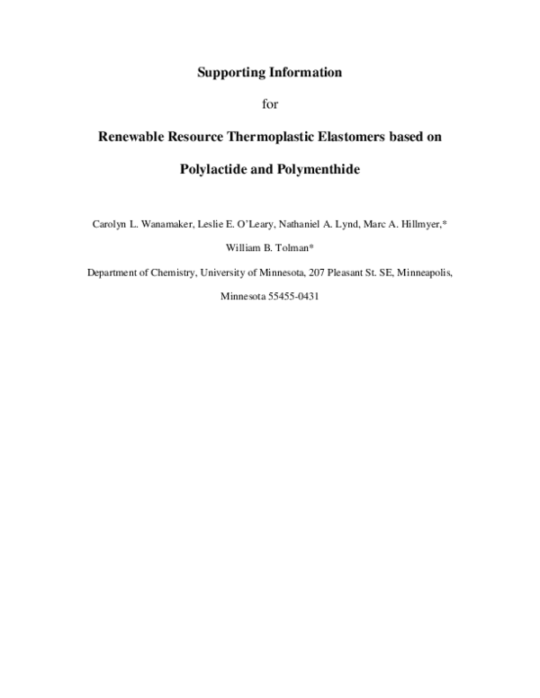 (PDF) Renewable-Resource Thermoplastic Elastomers Based on Polylactide ...