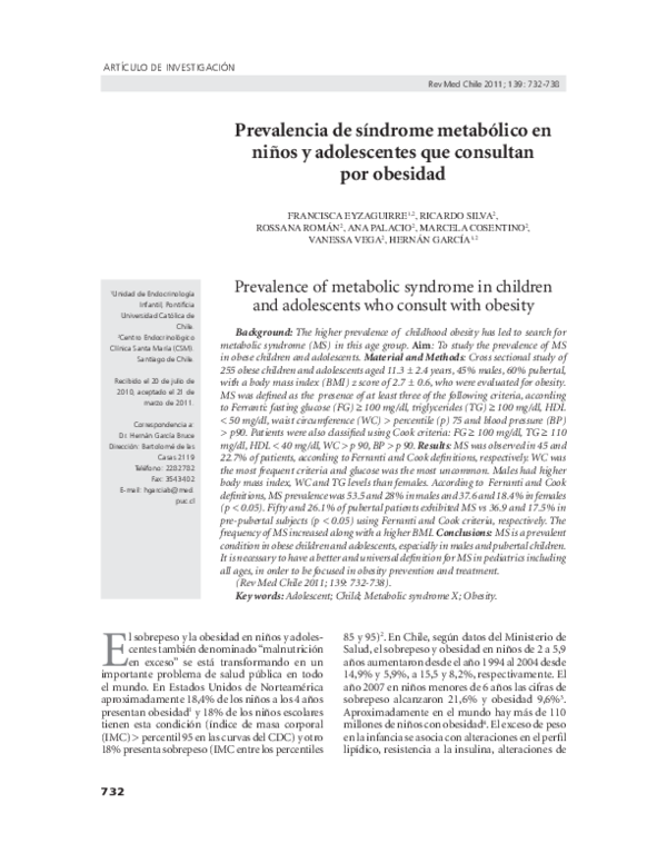 (PDF) Prevalence of metabolic syndrome in children and adolescents who ...