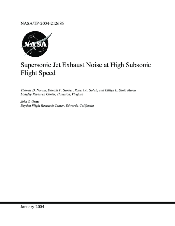 (PDF) Supersonic Jet Exhaust Noise at High Subsonic Flight Speed