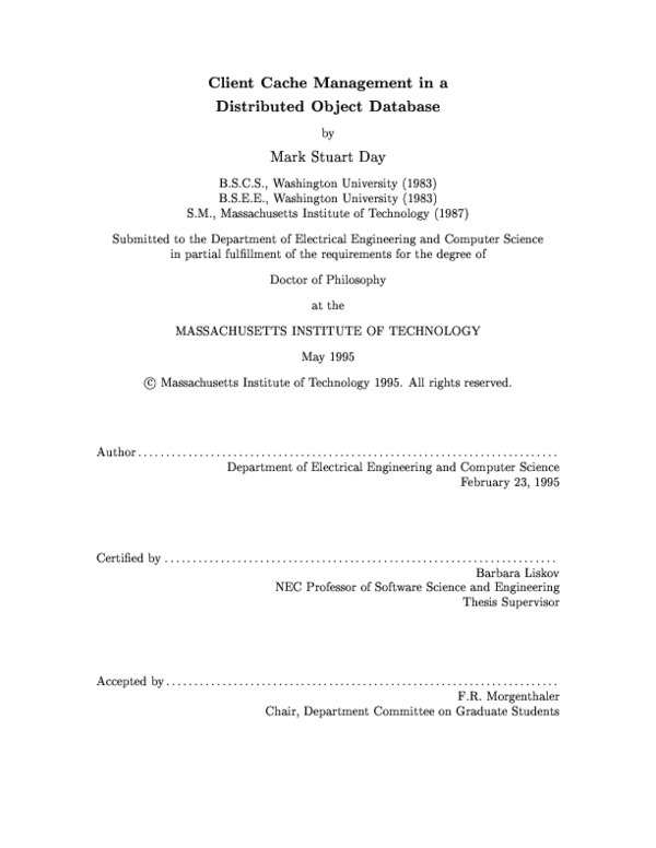 (PDF) Client cache management in a distributed object database