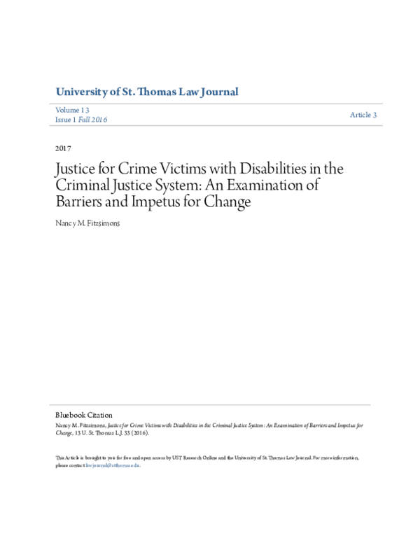 (PDF) Justice for Crime Victims with Disabilities in the Criminal ...