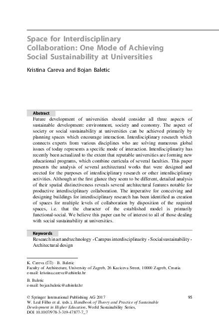 (PDF) Space for Interdisciplinary Collaboration: One Mode of Achieving ...