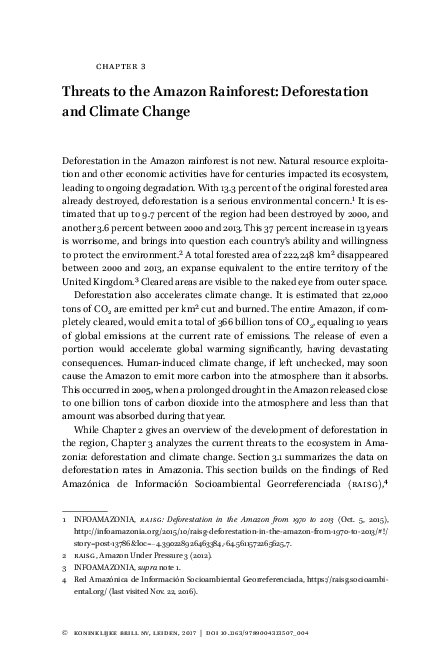 (PDF) Threats to the Amazon Rainforest: Deforestation and Climate Change