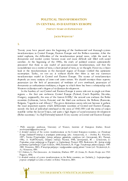 (PDF) Political Transformation in Central and Eastern Europe