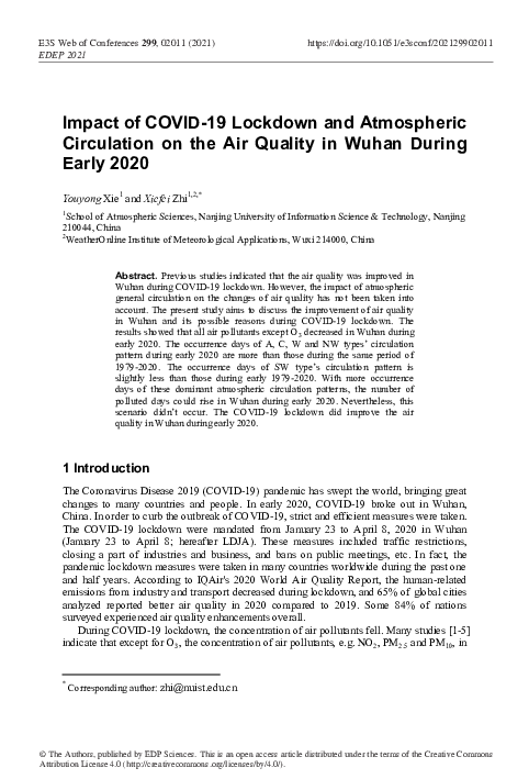 (PDF) Impact of COVID-19 Lockdown and Atmospheric Circulation on the ...