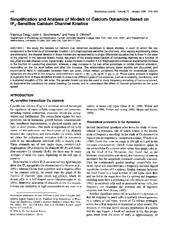 (PDF) Simplification and analysis of models of calcium dynamics based ...