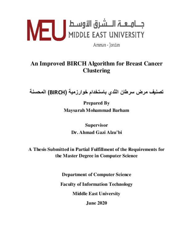 (PDF) An Improved BIRCH Algorithm for Breast Cancer Clustering