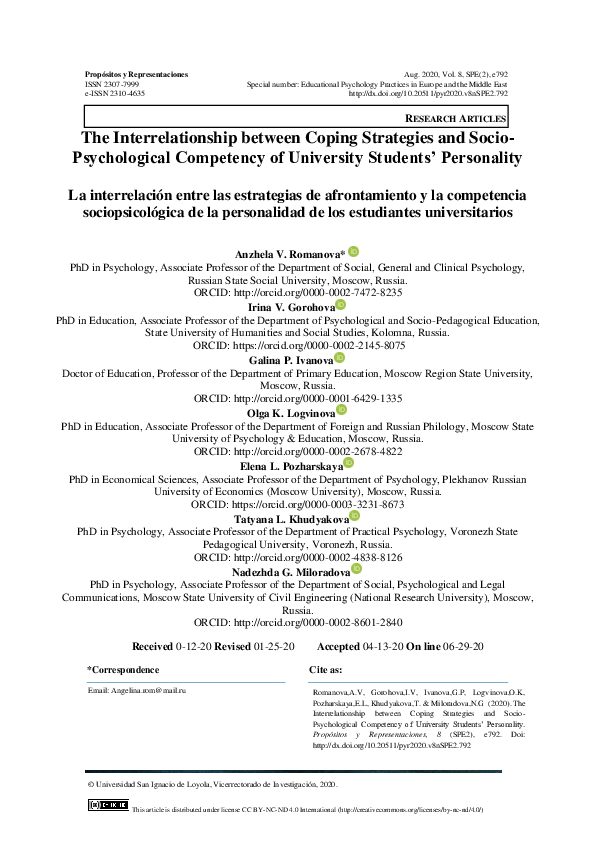 (PDF) The Interrelationship between Coping Strategies and Socio ...