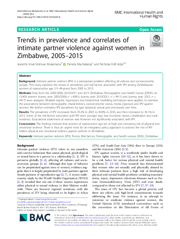 (PDF) Trends in prevalence and correlates of intimate partner violence ...