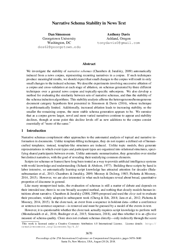 (PDF) Narrative Schema Stability in News Text