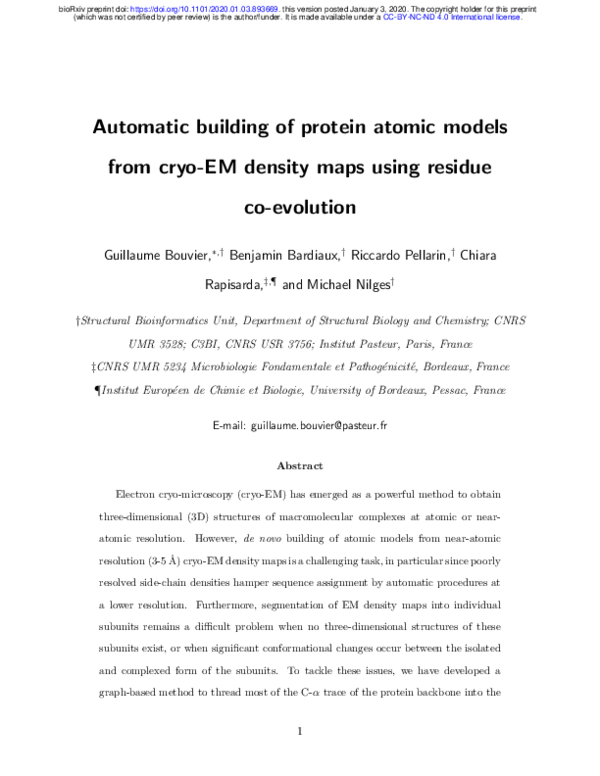 (PDF) Automatic building of protein atomic models from cryo-EM density ...