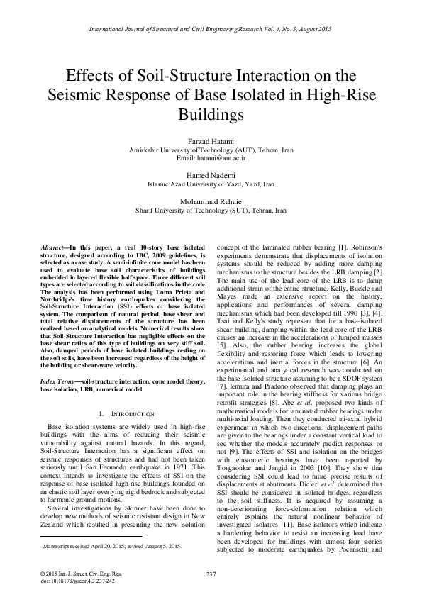 (PDF) Effects of Soil-Structure Interaction on the Seismic Response of ...