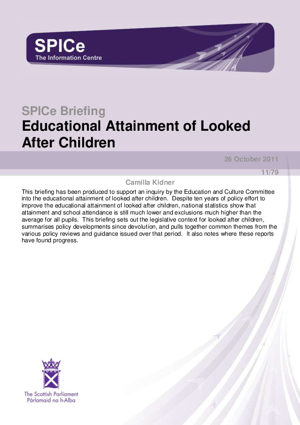 (PDF) Educational attainment of looked after children
