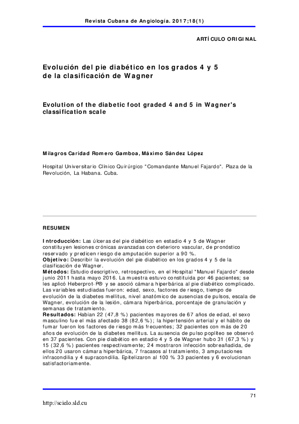 (PDF) Evolución del pie diabético en los grados 4 y 5 de la