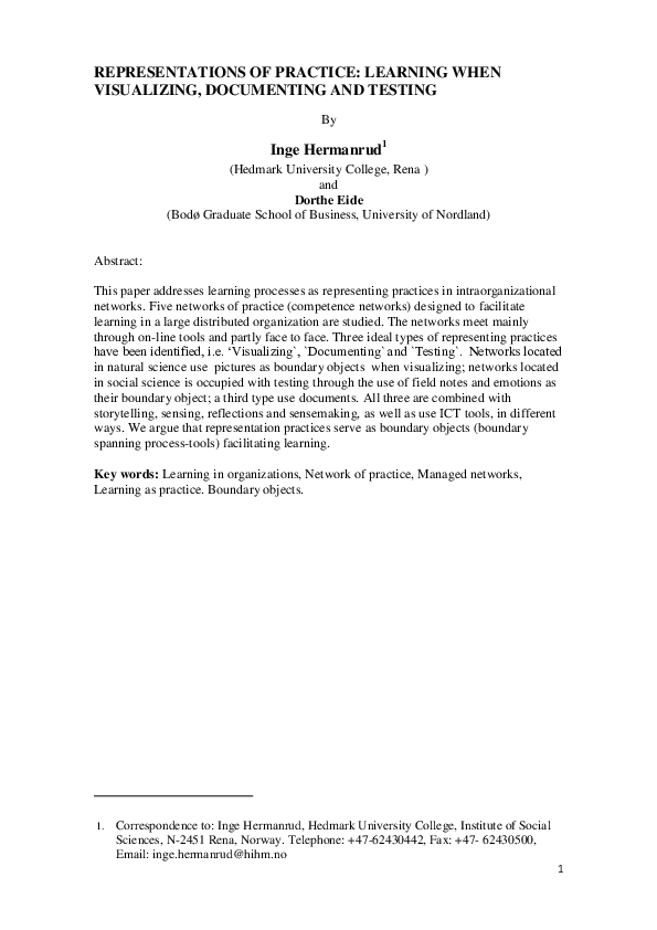 (PDF) Representations of Practice : Learning When Visualizing ...