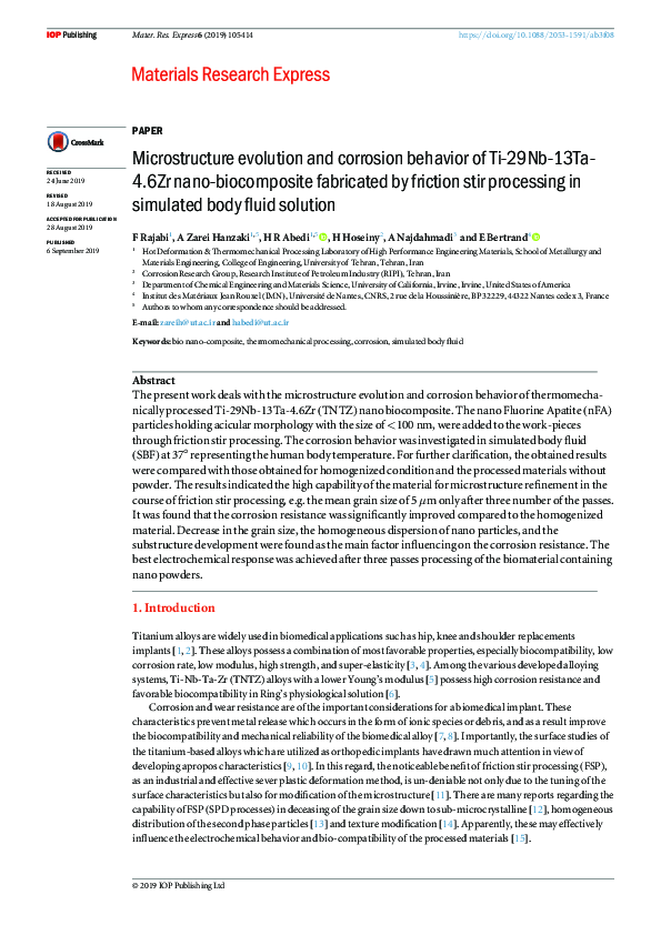 (PDF) Microstructure evolution and corrosion behavior of Ti-29Nb-13Ta-4 ...