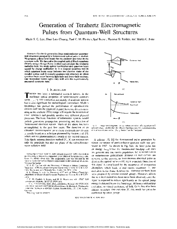 (PDF) Generation of terahertz electromagnetic pulses from quantum-well ...