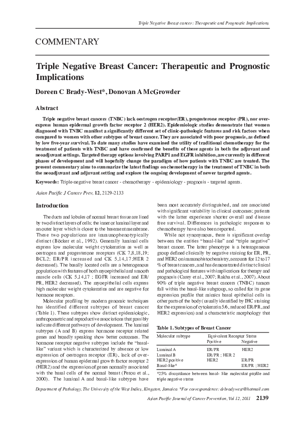 (PDF) Triple negative breast cancer: therapeutic and prognostic ...
