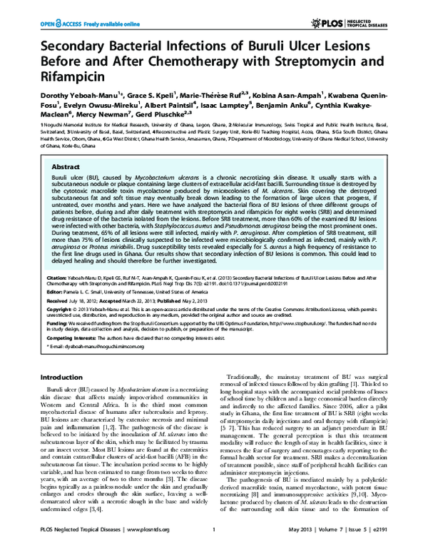 (PDF) Secondary Bacterial Infections of Buruli Ulcer Lesions Before and ...