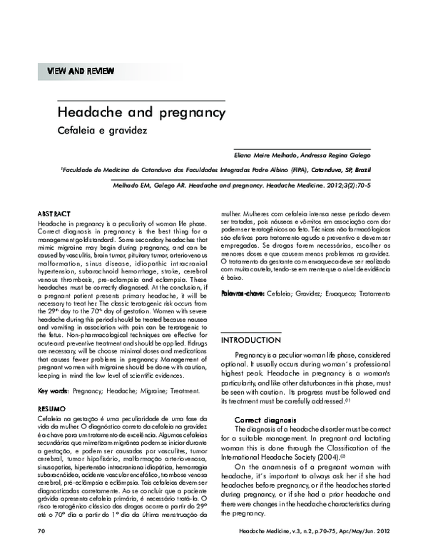 (PDF) Headache and pregnancy
