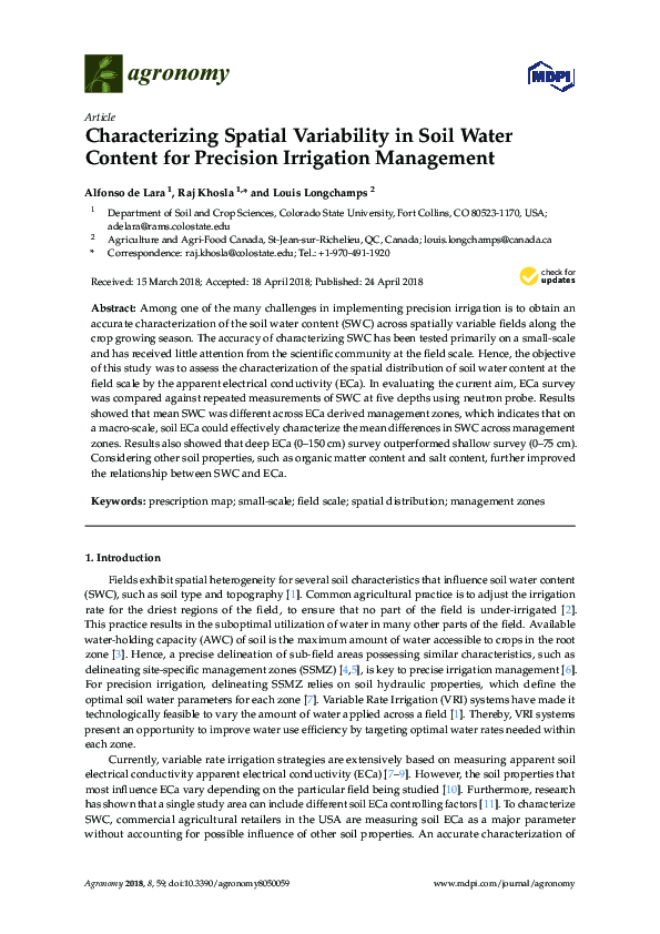 (PDF) Characterizing Spatial Variability in Soil Water Content for ...