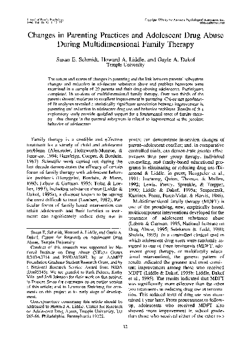 (PDF) Changes in parenting practices and adolescent drug abuse during ...
