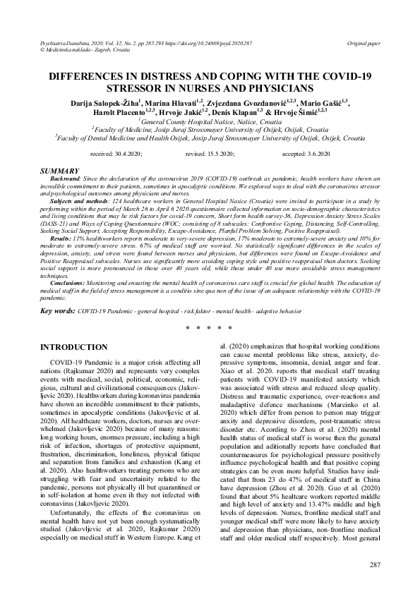 (PDF) Differences in Distress and Coping with the COVID-19 Stressor in ...